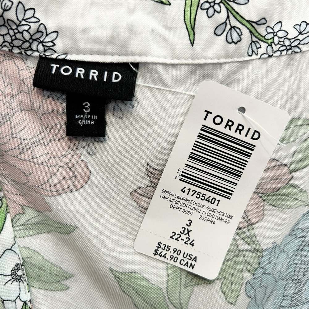 TORRID Babydoll Cami sz 3X (22/24) Floral Cottagecore Feminine Boho Flowy NWT - Picture 7 of 10